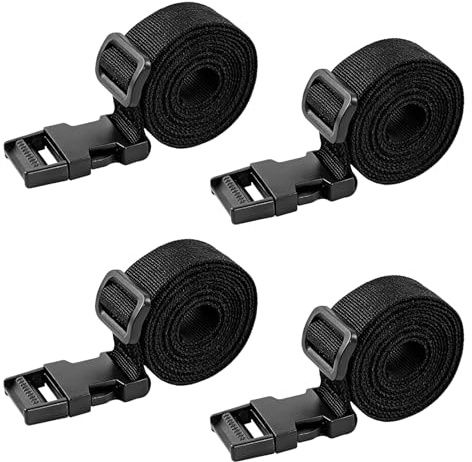 Lot de 4 Sangle de Bagage, Sangle à Boucle Rapide Réglable pour Bagage Valise et Arrimage 25mm, Ceinture de Valise en Polypropylène Antidérapante pour Voyage Camping Transport 1,5m Noir