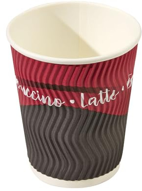 Caterpack 8oz Ripple Cups with Triple Wall Insulation, Disposable Paper Cups for Hot Drinks, Takeaway Coffee and Tea Cups, 25 Pack