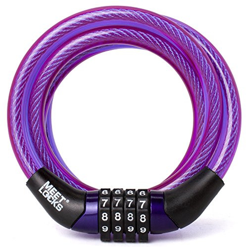 MEETLOCKS Combination Bike Cable Lock, Purple