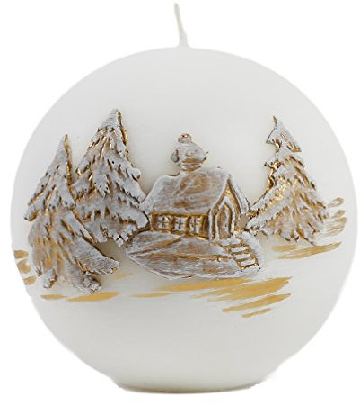 Kerze Deko Kugelkerze weiß Snow 04141 Relief 100