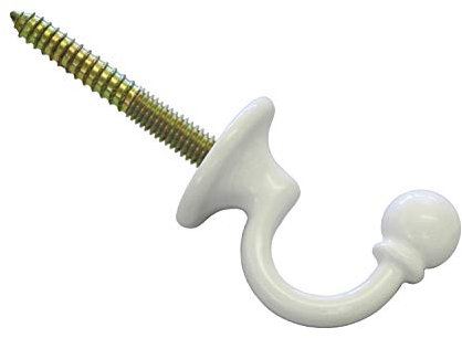 GARDINIA Ganchos decorativos para cortinas y visillos, Ganchos para atornillar, Barroco, 2 piezas, Longitud: 3 cm, Metal, Blanco