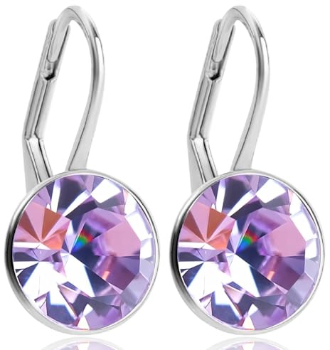 NOBEL SCHMUCK Silber-Ohrringe Violet Kristalle 925 Silber Ohrhänger Klappverschluß