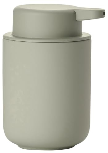 Zone Denmark Ume Seifenspender für Flüssigseife, Steingut/Keramik mit Soft Touch-Beschichtung, Skandinavisch im Design, 250 ml, Höhe 12,8 cm, Eukalyptusgrün