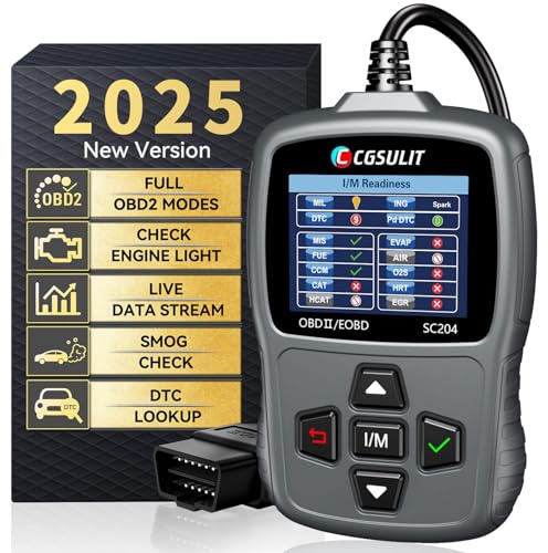 CGSULIT Scan Tool SC204 OBD2 Scanner, Check Engine Light Code Reader with Reset, One-Click I/M, Clear Error Code, DTC Lookup & More, Car Diagnostic Tool for All OBDII/EOBD Vehicles After 1996, Grey