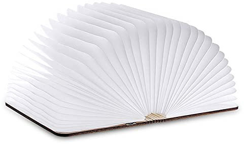 Lámpara plegable de madera con diseño de libro, lámpara de mesa portátil, linterna de papel LED con USB recargable para regalo, decoración de oficina en casa