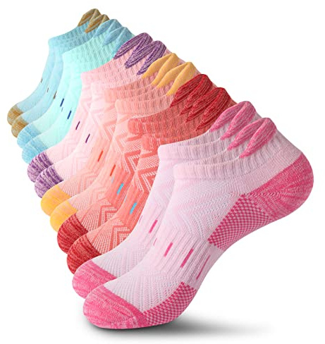 YOJOOM Athletic Socks Women 6 Pairs Cotton Cushioned Sports Trainer Socks for Womens Breathable Running Socks Low Cut Nonslip Ladies Ankle Socks