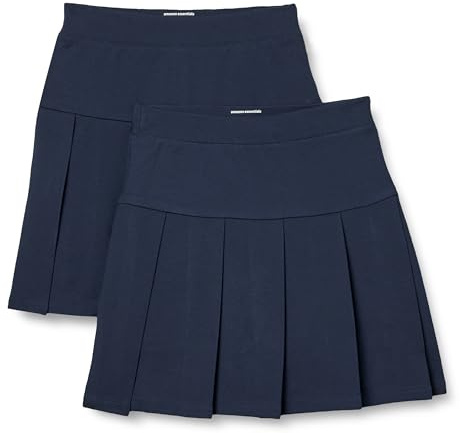 Amazon Essentials Gonna Pantalone Plissettata da Uniforme Bambine e Ragazze, Pacco da 2, Blu Marino, 5 Anni