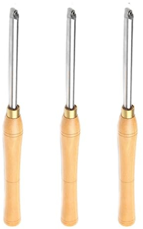 Lot de 3 burins de tournage du bois, outil de tour en carbure avec poignée pour une gravure facile à faire soi-même – Pointe ronde