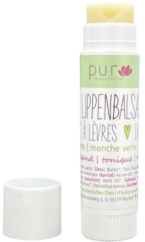 Bio-Lippenbalsam Stift, 6,5 g, mit ätherischen Ölen, Sheabutter und Jojobaöl (6 g (1er Pack), Grüne Minze)
