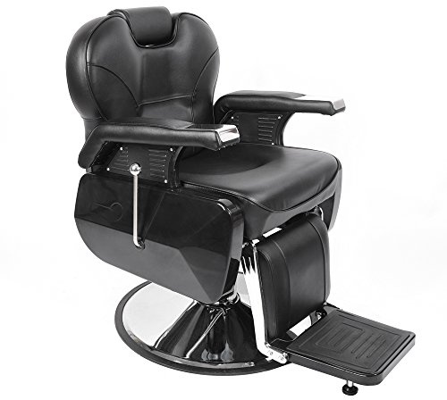 Sossiyule Poltrona da Parrucchiere Reclinabile Idraulica a 360° per Salone Professionale, 96 x 94 x 84 cm, Nero