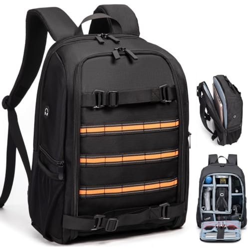 Horfccid Mochila para Cámara 23L Paquete de Cámara Fotografía Profesional Mochila, Cámara DSLR Compatible, Computadora Portátil de 15,6, Trípode (Negro-3)