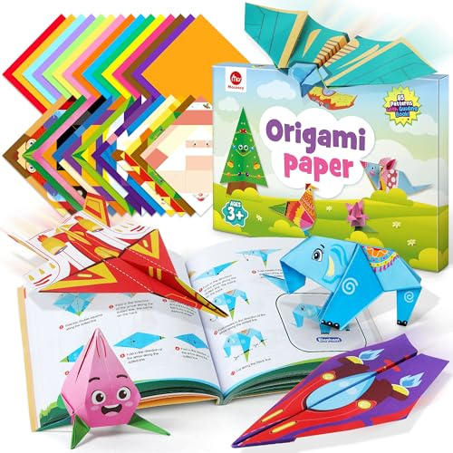Mocoosy 320 Sheets Origami Kit for Kids Ages 5-8 6-12, 85 Patterns Origami Paper with Video & Origami Book for Beginners,DIY Art Craft Project for Kid Travel Game Activities Toy Gift for 5-12 Girl Boy