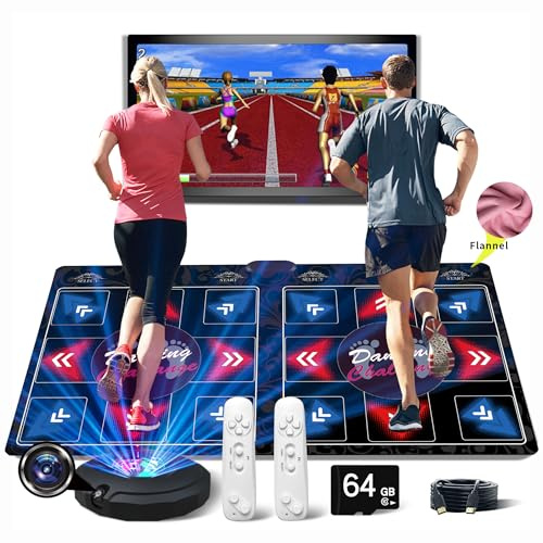 Tappeto da ballo elettronico musicale HDMI con fotocamera,650 brani,scheda di memoria da 64GB,81 video musicali,1000 giochi,per giocatore singolo e doppio,un regalo di lusso per ragazzi e ragazze