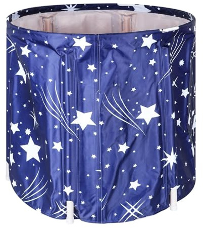 CROWNSHOP Portable Foldable bathtubs for Adults Freestanding Soaking Inst | Portable Bath Free Hot Bath Ice Bath Adult SPA for Student Home Camping Pop Up Bath(Starry Blue)