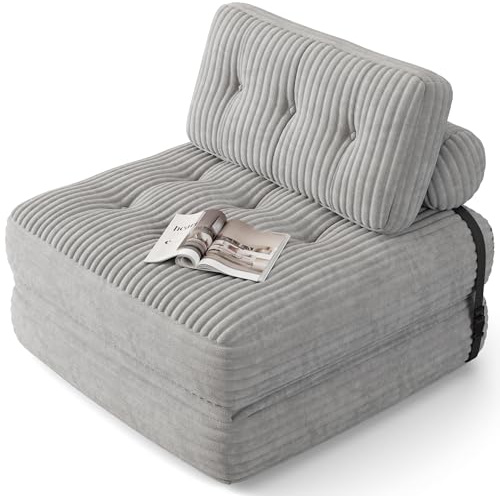 Xbro Sofá Cama Plegable con Respaldo Reclinable, Sillón Convertible en Cama 2 en 1 Portátil para Espacios Pequeños, Tela de Pana con Relleno de Espuma, 190 x 85 cm Desplegado