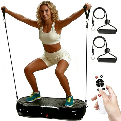 Vibration Plate Exercise Machine for Weight Loss, 220W Power Plate Vibrating Plate with 99 Speed Levels, Full Body Workout Trainer with Resistance Bands, Supports Lymphatic Drainage, 150KG Capacity