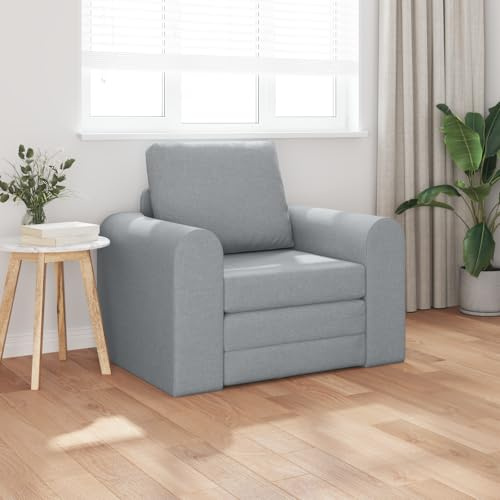 WEMYUFURN Poltrona moderna in tessuto grigio chiaro, pieghevole, compatto, 98 x 71 cm, per soggiorno, confortevole, relax, sedia da lettura, letto per gli ospiti, funzionale