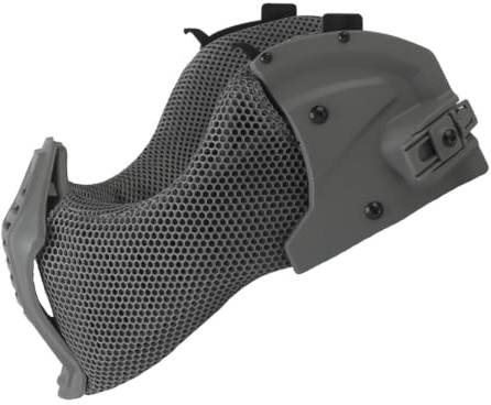 Airsoftmask, Halvmask Med Hörselskydd | Nylon, ABS, Slitstark och hållbar, Lättviktig och hopfällbar, Förbättrat luftflöde, Hjälmkompatibel design
