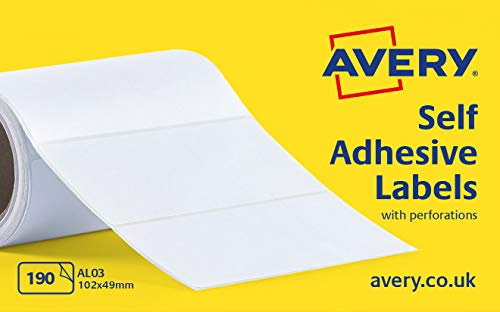 Avery Multipurpose Roll Labels, 102 x 49 mm, Blank White Stickers, 190 Labels per Roll (AL03)