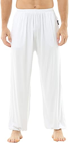 HOEREV Supermjuka Modal Spandex Haremsbyxor För Yoga Och Pilates,Vit,XS