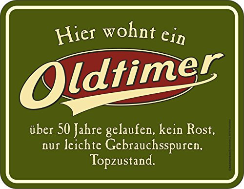 Deko Blechschild als Geschenk zum 50. Geburtstag: Oldtimer, über 50 Jahre gelaufen, Topzustand