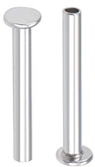 sourcing map 100 Pcs 2mm x 16mm Aluminum Flat Head Semi-Tubular Rivets Silver Tone