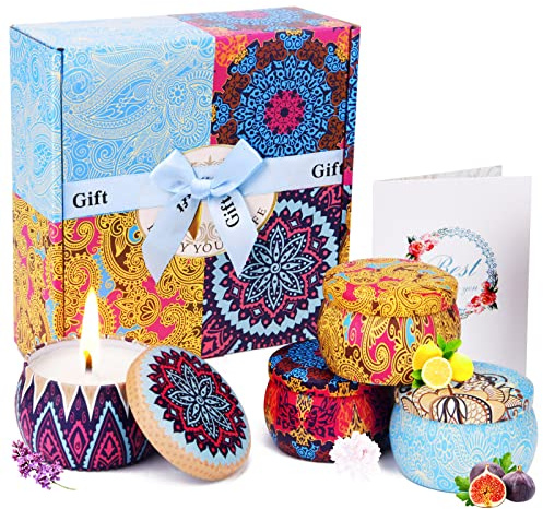 Velas Aromaticas Para Regalo Velas Decorativas de Mamá día de la Madre 4 Latas de Velas Perfumadas de Cera de Soja Baño Yoga único Para la Esposa y Los Amigos