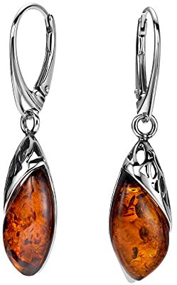 Copal Authentische Silber Ohrringe Mit Bernstein Tropfen Form Aus EU Produktion