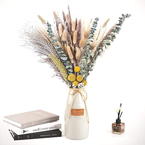 80PezziErba della Pmapas Fiori Secchi Decorativi Naturali Decorativi Pampas Secca Bouquet Fiori Essiccati per Interno Pampas Grass Fiori Secchi per Home Decor Wedding Boho Deco
