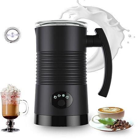 Wula Montalatte Elettrico, 4 in 1 Cappuccinatore Elettrico con 500 ML, Fredda/Calda, Automatico Schiuma Latte per Controlli, Funzionamento Silenzioso, per Caffè Cioccolata Calda Cappuccino