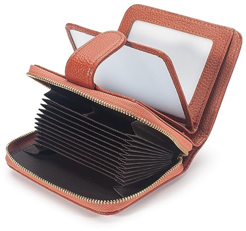 MAZYPO Small Wallet for Women Leather Bifold Card Holder RFID Blocking Card Case Wallet Slim Compact Purse Large Capacity Zipper Pocket with ID Window