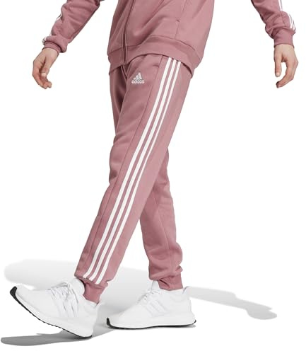 Adidas Herren Essentials Fleece 3-Stripes Tapered Cuff Pants, preloved Crimson, M Tall