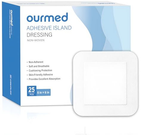 Ourmed Sterile Wundpflaster 15 x 15 cm, Selbstklebender steriler Wundverband mit starker Haftung, schützt vor Schnitten und Kratzern, schmerzfrei zu entfernen, einzeln verpackt, Packung mit 25 Stück
