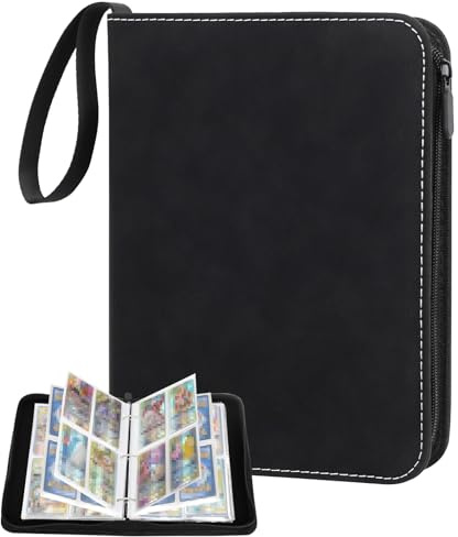 Realjoy Album para Cartas,Álbum Titular de Tarjeta 50 Páginas 400 Tarjetas,Álbum de Cartas Coleccionables,Álbum Colección Tarjetas para Niños y Niñas,Colección de Cartas de Juego(Negro)