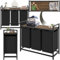 tectake® Wäschekorb mit Deckel, Wäschekorb 3 Fächer, Wäschesortierer Wäscheschrank für Schmutzwäsche, Wäschesammler mit Deckel, Wäschebox, Wäschesack, Laundry Basket - 34 x 93,5 x 72 cm