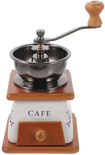ABOOFAN Retro-Kaffeemühle, Vintage-Handkaffeemühle mit Handkurbel, Holzschublade, Espressomühle für Zuhause, Büro