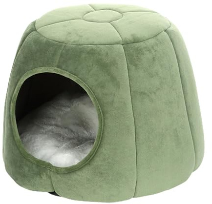 Covered Cat Bed - Semi-Closed Cave Nest, Wide Dome House | Washable Warm Protection for Kittens, Small Dogs, Indoor Sleeping Cushion, Soft Hiding Place for Puppies, XS M -