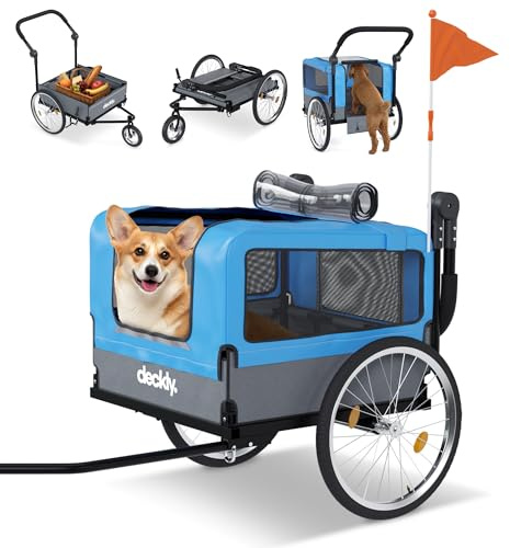 Deckly 4in1 Dog Bike Trailer - Dog Bicycle Trailer Attachment with 88lb Max Weight, Smooth Rolling Wheels Stroller - Pet Bike Carrier for Dogs, Versatile Pulling Cart for Cargo & Small/Large Dogs