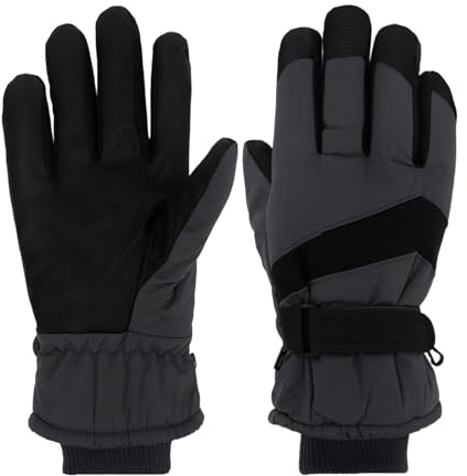 loacuony Guantes Nieve Hombre,Guantes Nieve Mujer | Guantes Térmicos Táctiles Cortavientos para Esquí, Snowboard, Ciclismo Y Runningí(Adultos/Gris Oscuro)