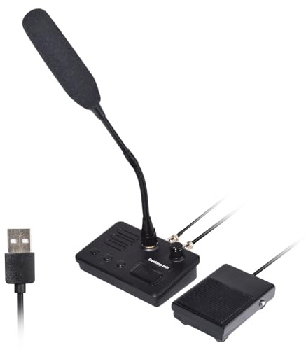 HYSHIKRA Universell USB-mikrofon för skrivbord med PTT-fotpedal och anpassningsbara inställningar Kompatibel med PC, bärbar dator och PS4 – idealisk för YouTube, Skype, Teams, spel och podcast