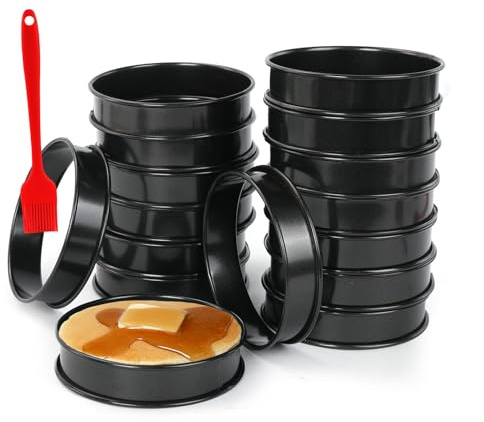 DIYJEP 16 stycken rostfritt stål pannkaksform, crumpet ringar bakringar, tartelettformar, lätt formbara crumpets ringar, tårtring, runda muffinsringar för pannkakor ägg muffins (8 cm)