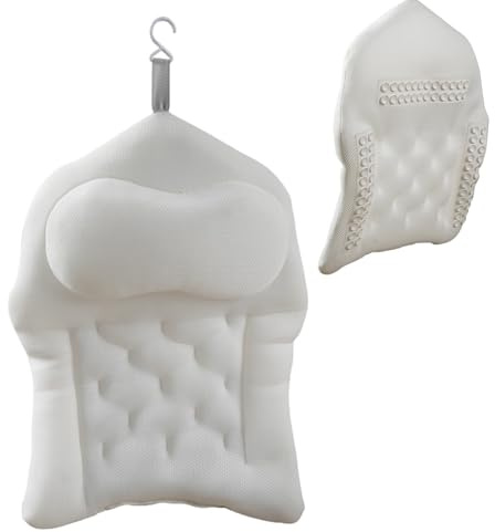 ETUCYNG Cojín de baño para el cuello de PU con malla de aire 4D, 52 x 38 cm, cojín de baño con ventosas para cabeza, cuello, hombros y espalda para bañera y spa en casa