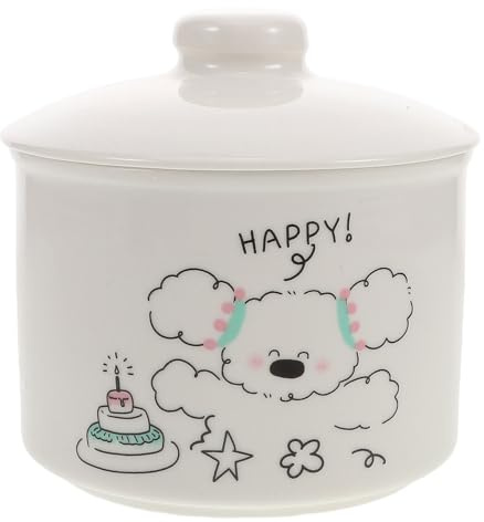 TOYANDONA Olla Pequeña de Cerámica con Tapa para Cocinar al Baño María, Tazón para Sopa Versátil Adecuado para Cocina y Hogar, Color Blanco, Diseño Compacto para Uso Diario