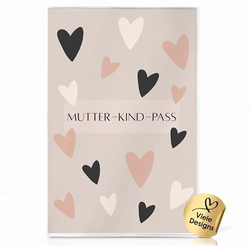 Only for Austria - Mother-Child Passport Cover for the Austrian Maternity Log | Made in Germany | High-Quality Cover on Request (Hearts, Mother-Child Passport Austria)