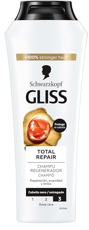 Gliss - Champú reparador para pelo seco - Total Repair -250ml – Gama reparación