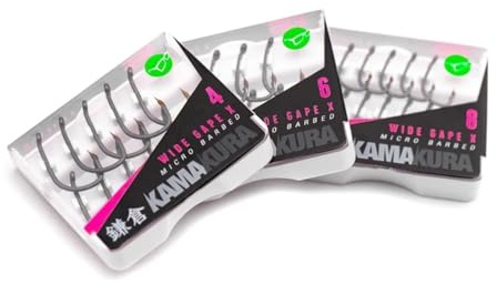 Korda Kamakura Wide Gape X Micro Barbed Hooks | Size 6 | Ultra-Sharp Hand-Tied Carp Fishing Hook for Pop-Up and Bottom Baits
