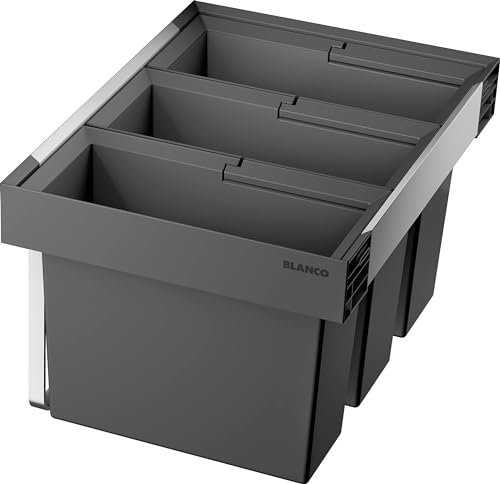 BLANCO FLEXON II low 60/3 | Abfall Müllsystem | für 60 cm breite Unterschränke | System zum Einbau in Schubladen | 3 x 15 Liter Eimer | Minimale Einbauhöhe: 324 mm