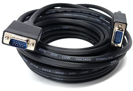 DRUT 10m VGA to VGA Cable 15 pin SVGA Male to Male for Monitor Computer PC Laptops TV Projectors Extension Lead, HD15 All Data Pins Connected (33ft, Black)