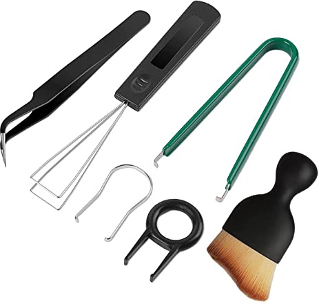 DINGFENG Set di 6 pezzi per la pulizia della tastiera, estrattore, tappi per tasti, estrattore per tastiera, pinzette per tastiera meccanica Hot Swap