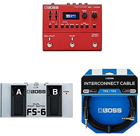 BOSS RC-500 Dual-Track Loop Station bundle with BOSS Fs-6 Dual Foot Switch and BCC-3-TRA 3ft/1m premium trs cable